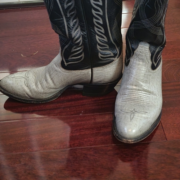 TONY LAMA 8056 Gray & Blue  Leather Western Cowboy Boots Men's 9.5D - Picture 3 of 9